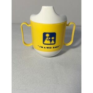 Vintage RARE WIC Baby Yellow Sippy‎ Cup Toddler Training Cup with Handles Retro